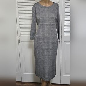 1058 Chic T Tahari Classic Black and White Plaid Pencil Dress NWT Sz 8  Corpcore